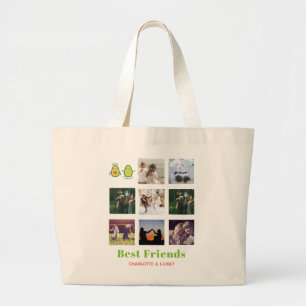 Funny BFF FOTO COLLAGE Gift Personalized AVOCADO Grote Tote Bag