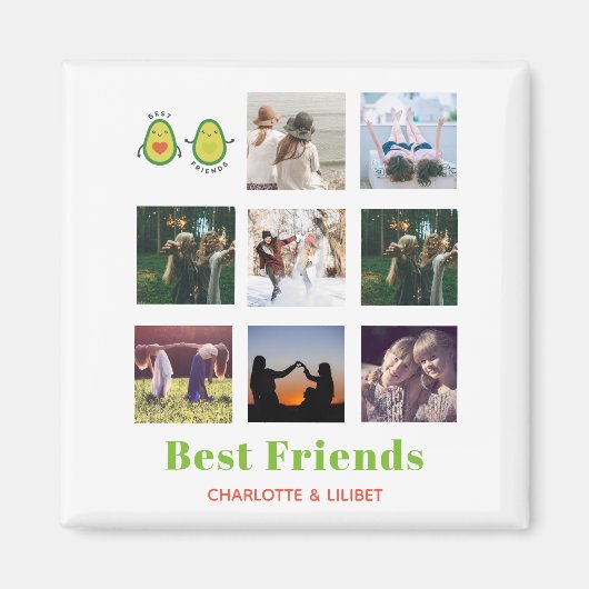 Funny BFF FOTO COLLAGE Gift Personalized AVOCADO Magneet (Voorkant)