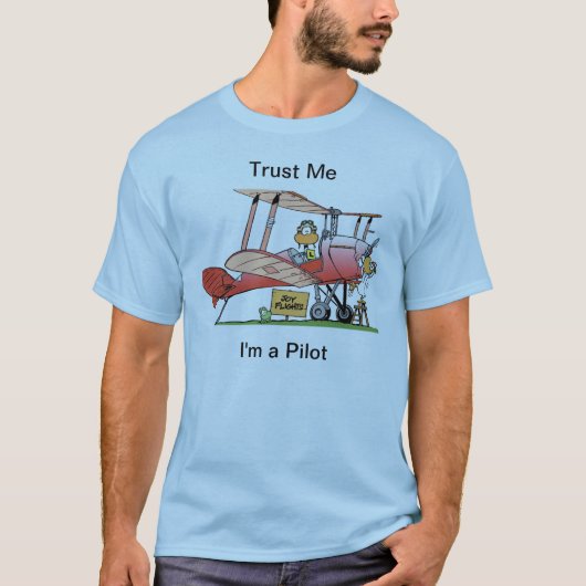 Funny Bi-Plane Pilot Shirt (Voorkant)