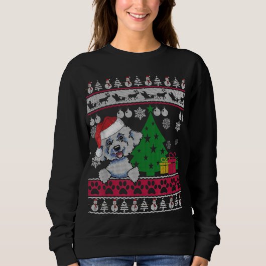 Funny Bichon Frise Kerstmis Ugly Sweater Dog Love (Voorkant)
