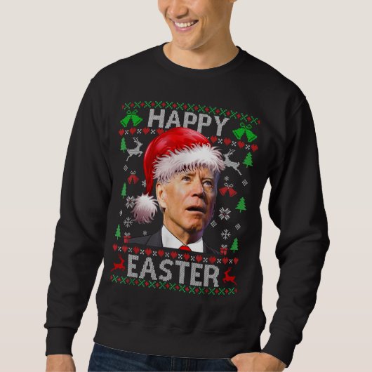 Funny Biden Confused Happy Easter Ugly Christmas T Trui (Voorkant)