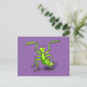 Funny biding mantis cartoon briefkaart (Staand voorkant)