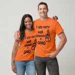 Funny bien connu dans l'Ohio Raglan T-shirt<br><div class="desc">Une main graphique avec des doigts croisés et le texte "Je suis très connu dans l'Ohio" sur un t-shirt raglan de l'artiste-designer Charmaine Paulson.</div>