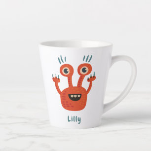 Funny Big Eyed glimlach Cute Monster Name Latte Mok