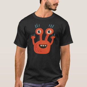 Funny Big Eyed Oranje Happy Monster T-shirt