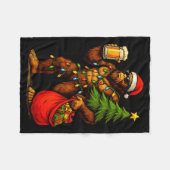 Funny Big Foot Santa Hat Drink Christmas Tree Xmas Fleece Deken (Voorkant (Horizontaal))