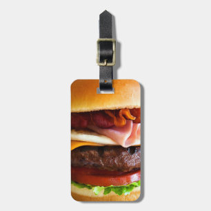 Funny big hamburger bagagelabel