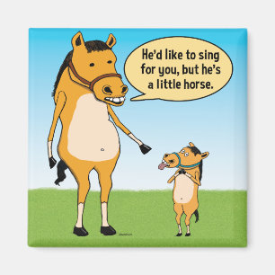 Funny Big Horse en Little Horse Fridge Magnet Magneet
