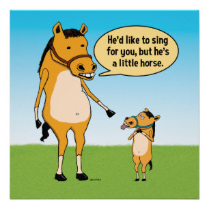 Funny Big Horse en Little Horse Poster Perfect Poster