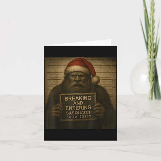 Funny Bigfoot Christmas – Xmas Sasquatch Mugshot Kaart (Voorkant)