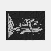 Funny Bigfoot Flying Into Space With Stars And Cos Fleece Deken (Voorkant (Horizontaal))