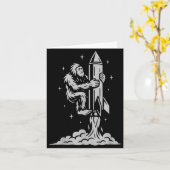 Funny Bigfoot Flying Into Space With Stars And Cos Kaart (Gele Bloem)