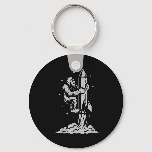 Funny Bigfoot Flying Into Space With Stars And Cos Sleutelhanger (Voorkant)