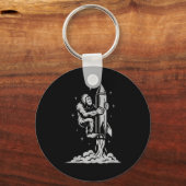 Funny Bigfoot Flying Into Space With Stars And Cos Sleutelhanger (Voorkant)