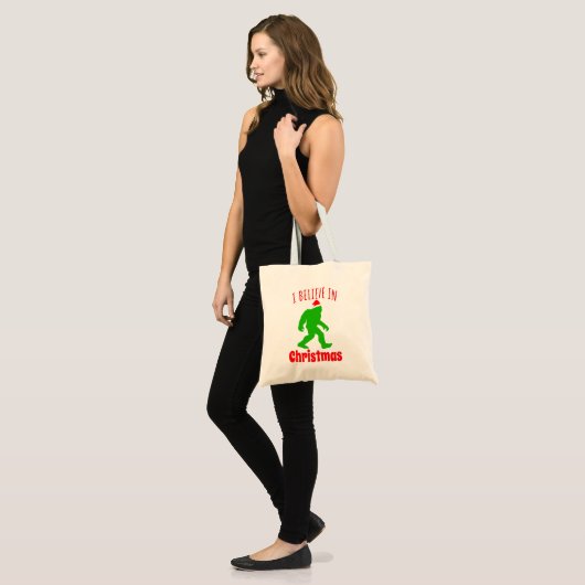 Funny Bigfoot geloof ik in Kerstmis Tote Bag (Voorkant (model))
