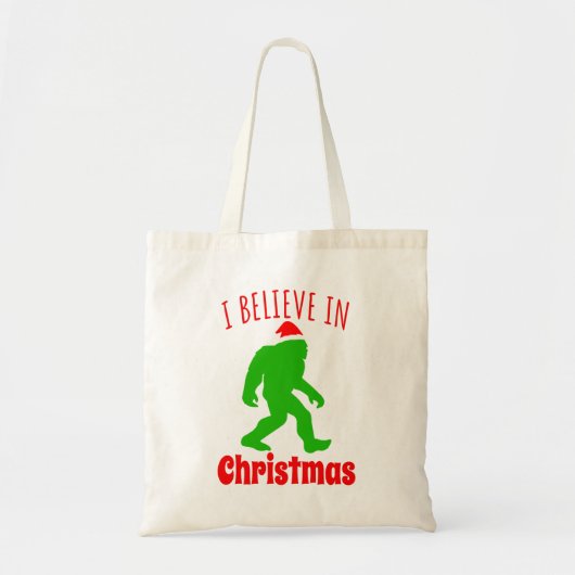 Funny Bigfoot geloof ik in Kerstmis Tote Bag (Voorkant)