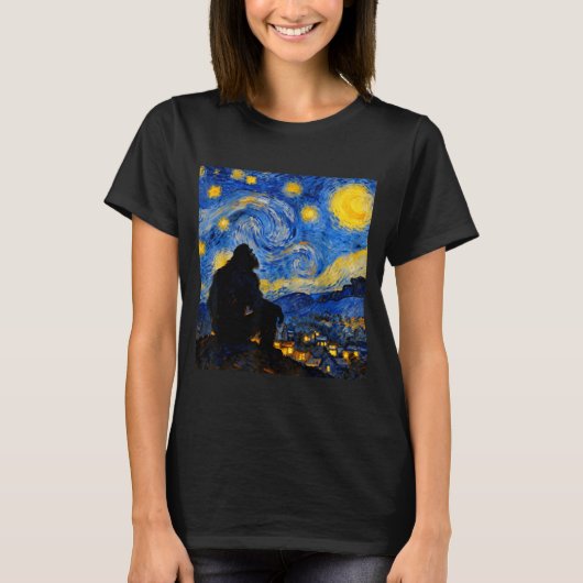 Funny Bigfoot Graphic Van Gogh Style Sasquatch Sta T-shirt (Voorkant)