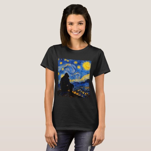 Funny Bigfoot Graphic Van Gogh Style Sasquatch Sta T-shirt (Voorkant volledig)