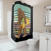 Funny Bigfoot Holding A Taco Douchegordijn (In situ)