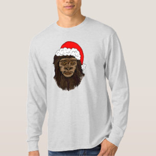 Funny Bigfoot in Santa Hat Sasquatch Humor T-shirt