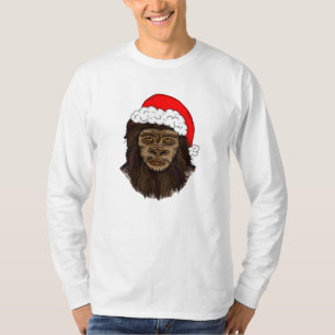 Funny Bigfoot in Santa Hat Sasquatch Humor T-shirt
