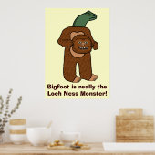 Funny Bigfoot Loch Ness Monster Poster (Keuken)