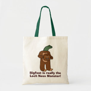 Funny Bigfoot Loch Ness Monster Tote Bag