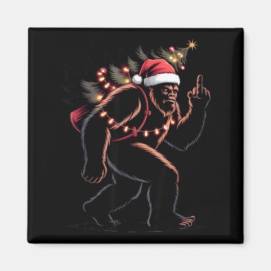 Funny Bigfoot Middle Finger Christmas Sasquatch An Magneet (Voorkant)