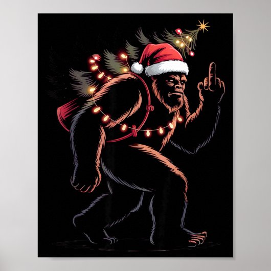 Funny Bigfoot Middle Finger Christmas Sasquatch An Poster (Voorkant)