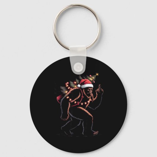 Funny Bigfoot Middle Finger Christmas Sasquatch An Sleutelhanger (Voorkant)