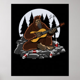 Funny Bigfoot Mountain Camping Hiking Poster