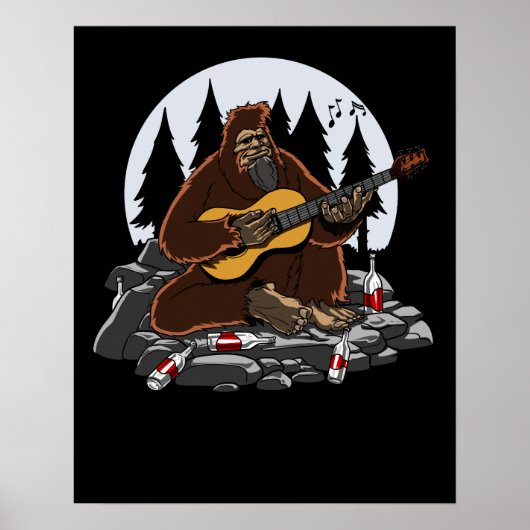 Funny Bigfoot Mountain Camping Hiking Poster (Voorkant)