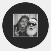 Funny Bigfoot Photobooth With Santa Christmas Xmas Ronde Sticker (Voorkant)