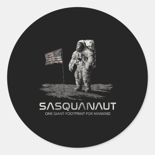 Funny Bigfoot Sasquatch Space Sasquanaut  Ronde Sticker (Voorkant)
