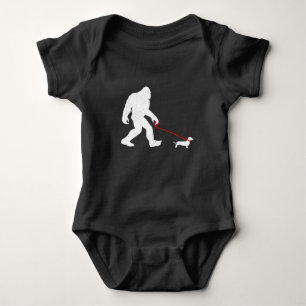 Funny Bigfoot Sasquatch Walking Dachshund Weiner D Romper