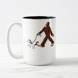 Funny Bigfoot Walking Magical Unicorn Tweekleurige Koffiemok