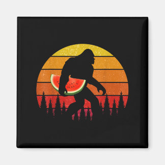 Funny Bigfoot With Watermelon Slice Melon Summer Magneet