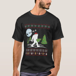 Funny Bigfoot Xmas Gift Santa Hat Ugly Bigfoot Chr T-shirt