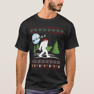 Funny Bigfoot Xmas Gift Santa Hat Ugly Bigfoot Chr T-shirt
