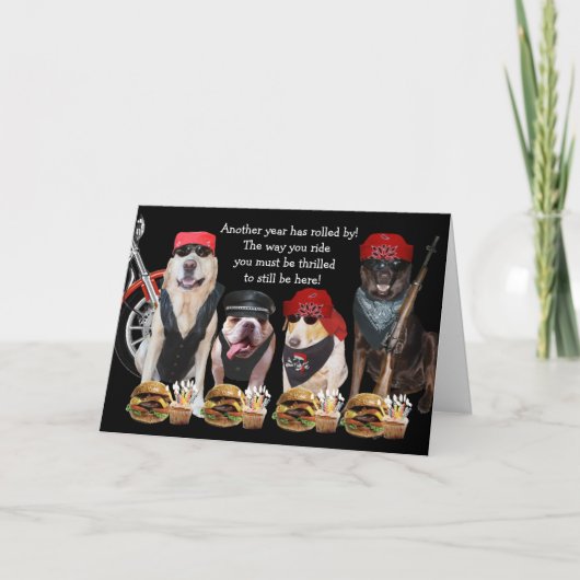 Funny Biker Chiens Carte d'anniversaire (Devant)