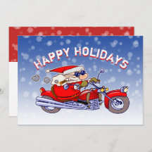 Funny Biker Santa Claus Carte de voeux de vacances