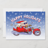 Funny Biker Santa Claus Carte de voeux de vacances (Devant)
