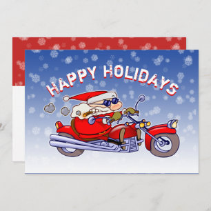 Funny Biker Santa Claus Holiday Greeting Card Kaart