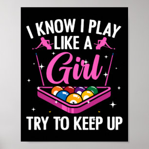 Funny Billiards Design for Women Dames Girls Pool Poster