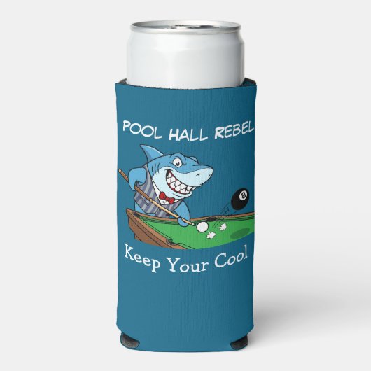 Funny Billiards Pool Hall Shark Theme Can Coolers (Seltzer Voorkant)