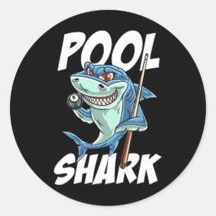 Funny Billiards Pool Shark Snooker Hall Joke Billi Ronde Sticker