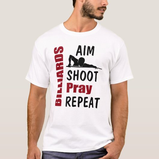 Funny Billiards Pool Shooting Aiming T-shirt (Voorkant)