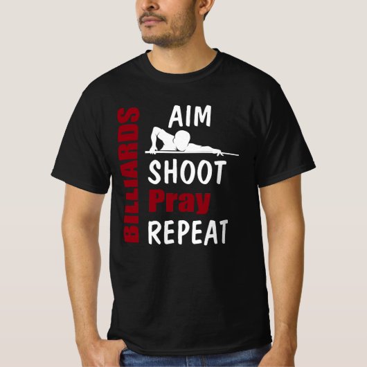 Funny Billiards Pool Shooting Aiming T-shirt (Voorkant)