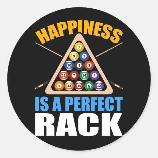 Funny Billiards Rack Humor Pool Ronde Sticker (Voorkant)