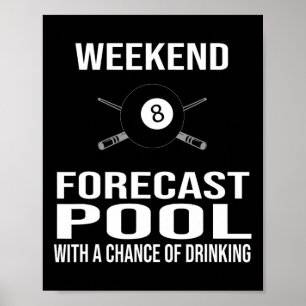 Funny Billiards Weekend Forecast Poster